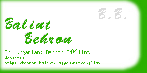 balint behron business card